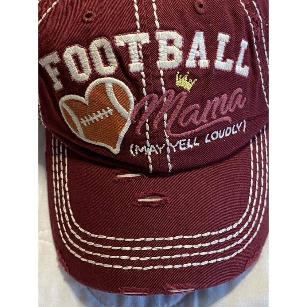 Football Mama Hat One Size Women's Kbethos Maroon Cap Adjustable Strap